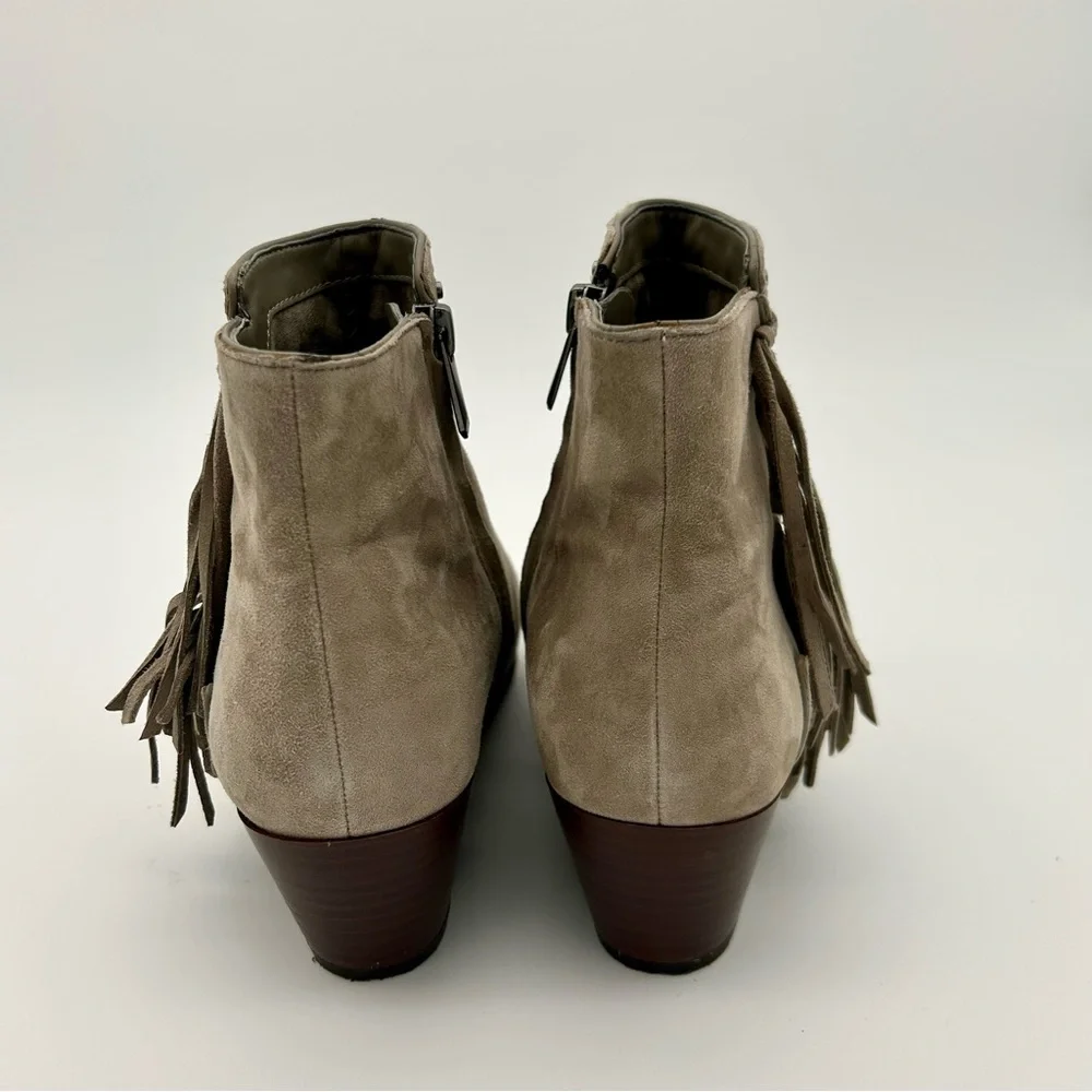 Sam Edelman - Women's Studded Fringe Suede Ankle Boots/ Thick Heels/ Bootie - Picture 10 of 16